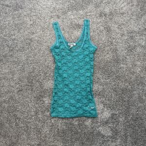 Aeropostale Tank Top Cami XS Teal Floral Lace Layering Y2K Coquette 2010